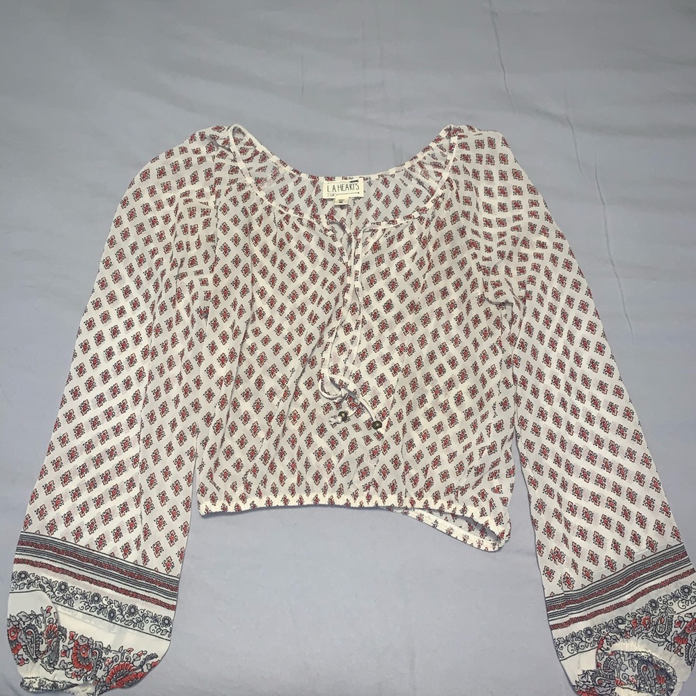 Lightly Cropped Blouse with Long Sleeves